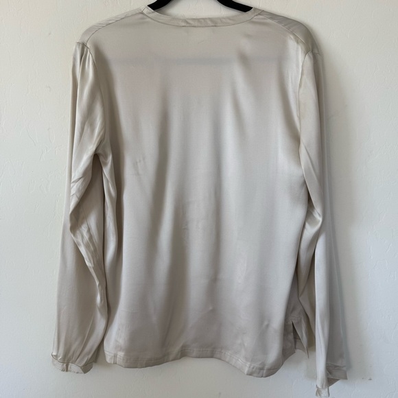 MaxMara Champagne Silk Pocket Front Button Down Blouse Top Size 10 - Picture 5 of 8